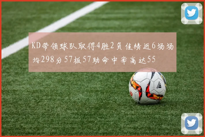 KD带领球队取得4胜2负佳绩近6场场均298分57板57助命中率高达55